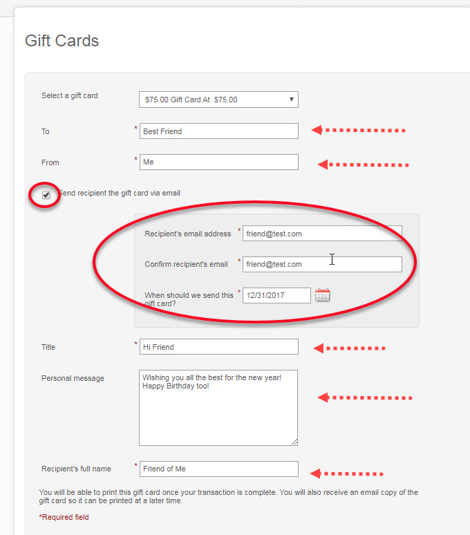 How do my clients purchase gift cards from my online store?